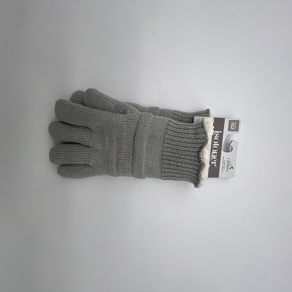 Isotoner Womens Eco Comfort Knit Sherpa Lined Gloves Light Gray 211T6LGY 1SZ